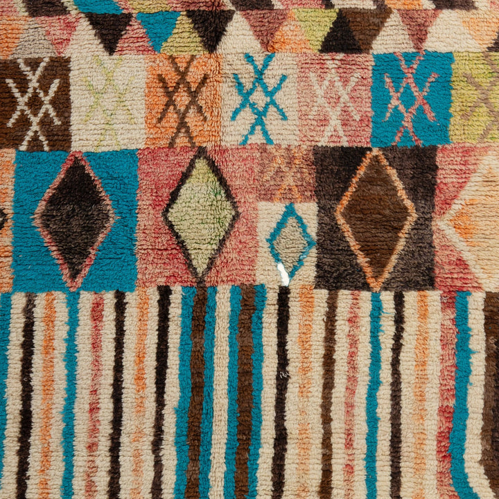 Multicolored Moroccan Berbere Wool Rug  - 5'5" x 8'8"
