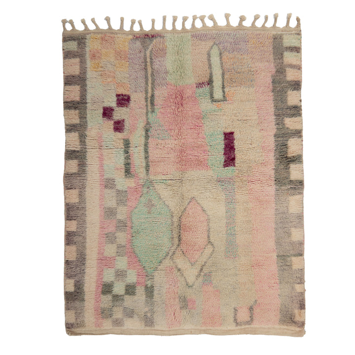 Multicolored Moroccan Berbere Wool Rug  - 5'3" x 6'9"