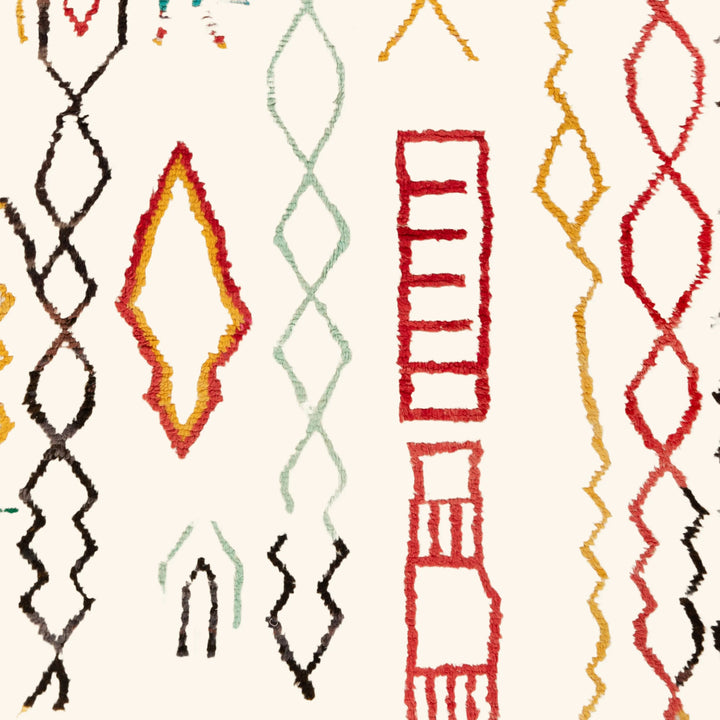 Multicolored Moroccan Berbere Wool Rug  - 5'7" x 8'6"