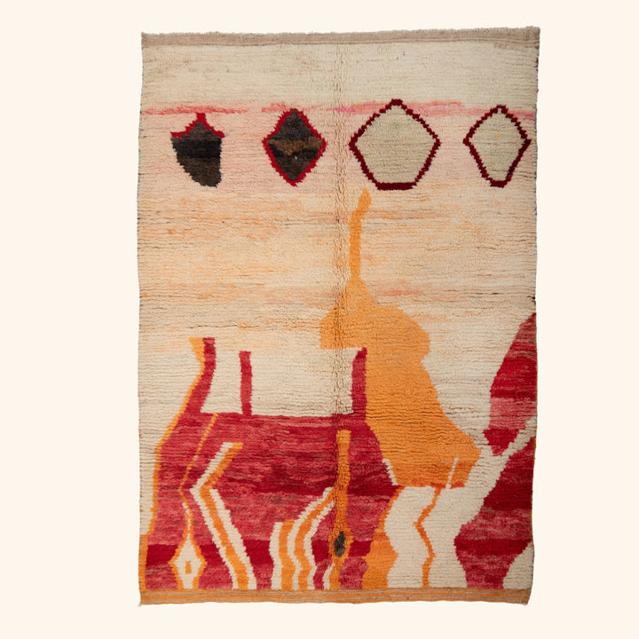 Multicolored Moroccan Berbere Wool Rug  - 5'7" x 9'6"