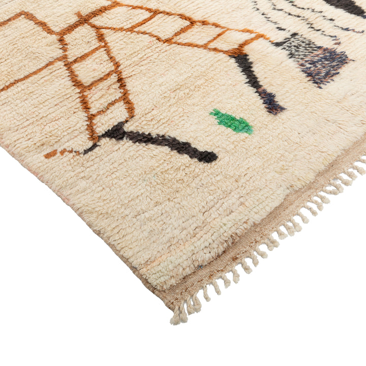 Multicolored Moroccan Berbere Wool Rug  - 5'3" x 9'