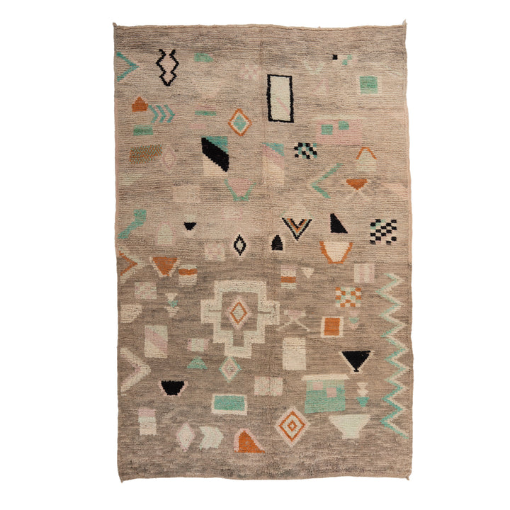 Multicolored Moroccan Berbere Wool Rug  - 4'11" x 7'10"