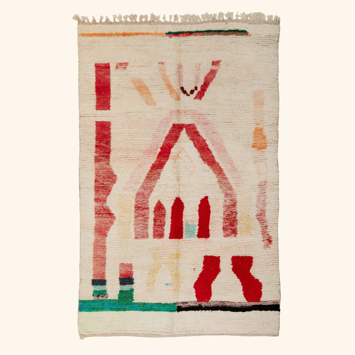 Multicolored Moroccan Berbere Wool Rug  - 5'9" x 9'2"