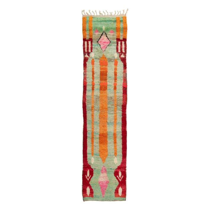 Multicolored Moroccan Berbere Wool Rug  - 2'4" x 10'