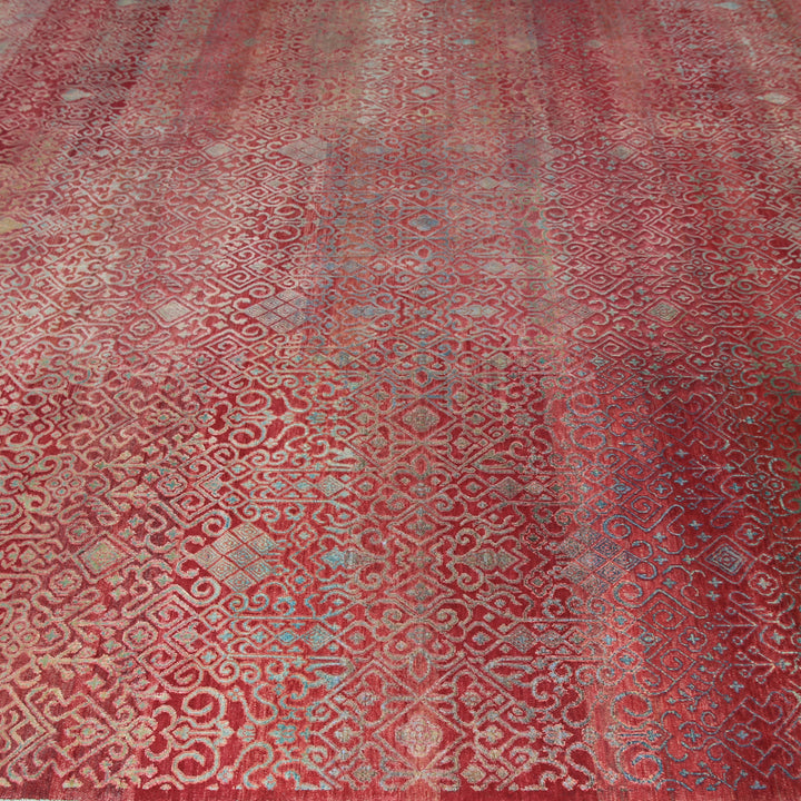 RED ALCHEMY TRANSITIONAL SILK & WOOL  RUG - 9' x 13'