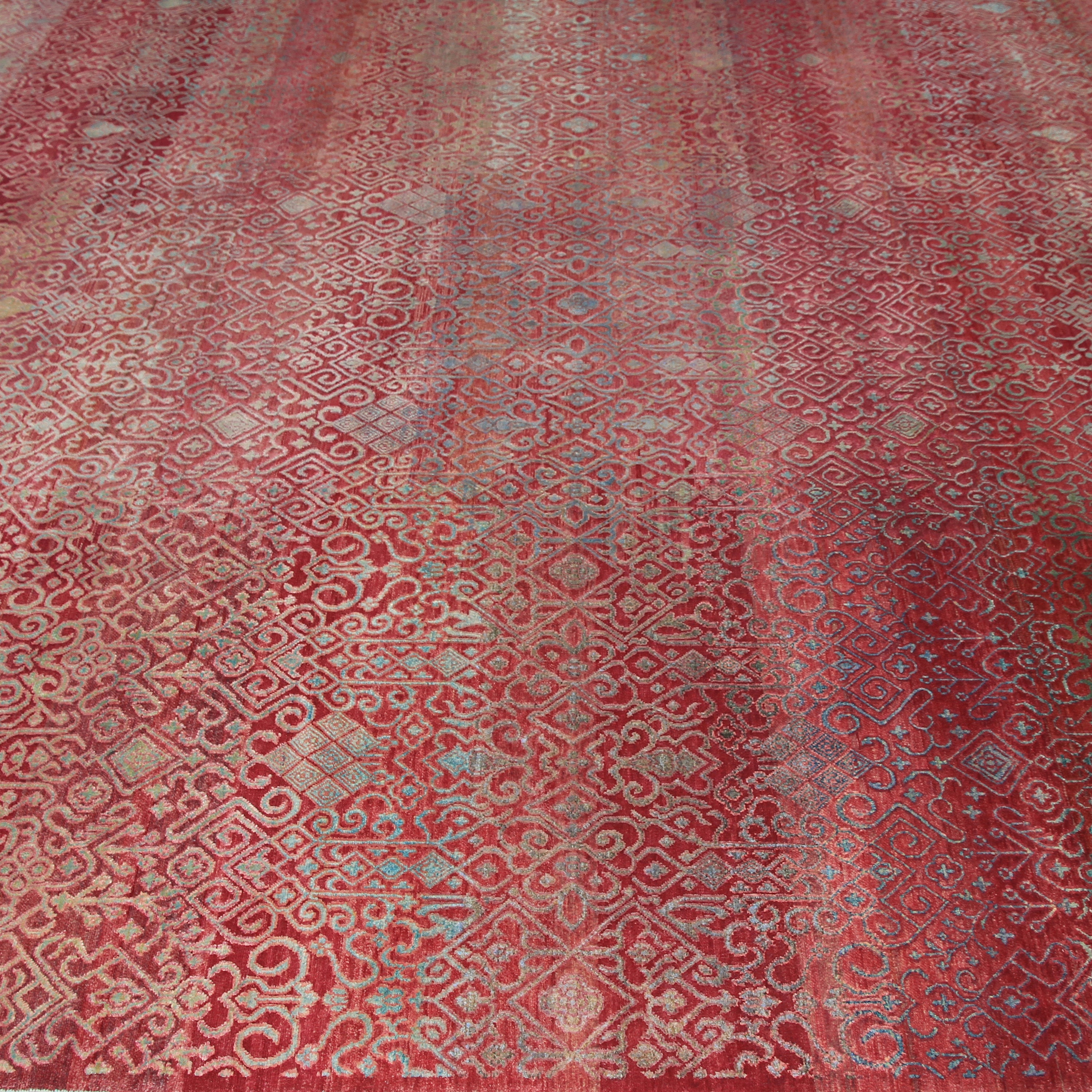 RED ALCHEMY TRANSITIONAL SILK & WOOL  RUG - 9' x 13'