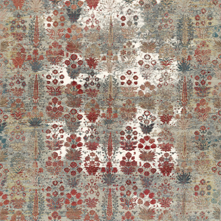 RED TRANSITIONAL WOOL & LUREX - 9'2" x 12'6"