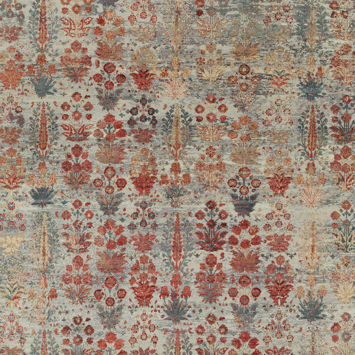 RED TRANSITIONAL WOOL & LUREX - 8'1" x 10'