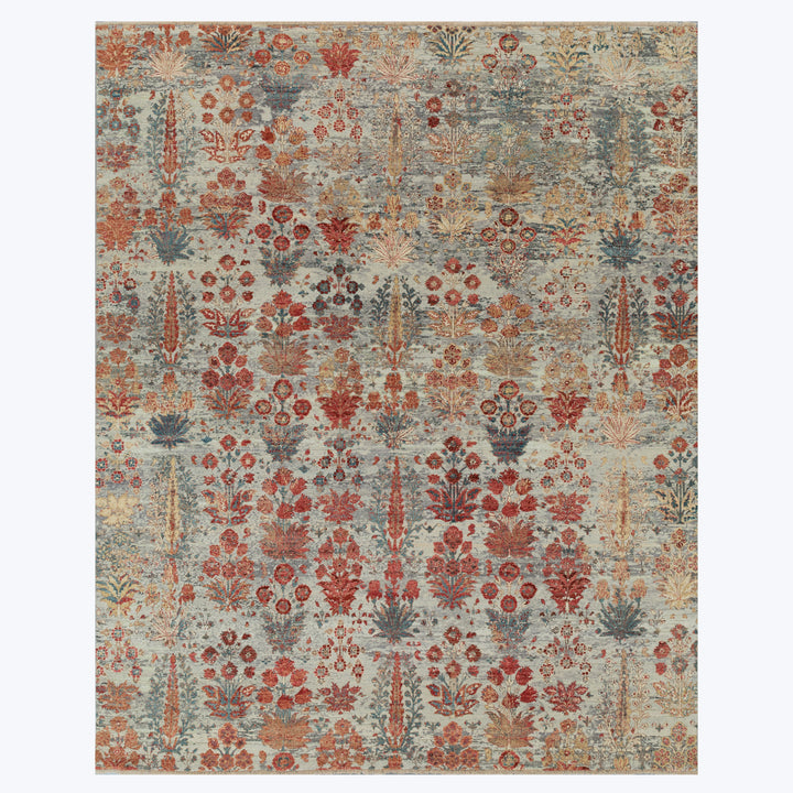 Red Transitional Wool Lurex Blend Rug - 8'1" x 10'