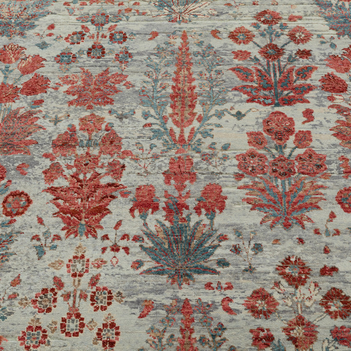 RED TRANSITIONAL WOOL & LUREX - 8'1" x 10'