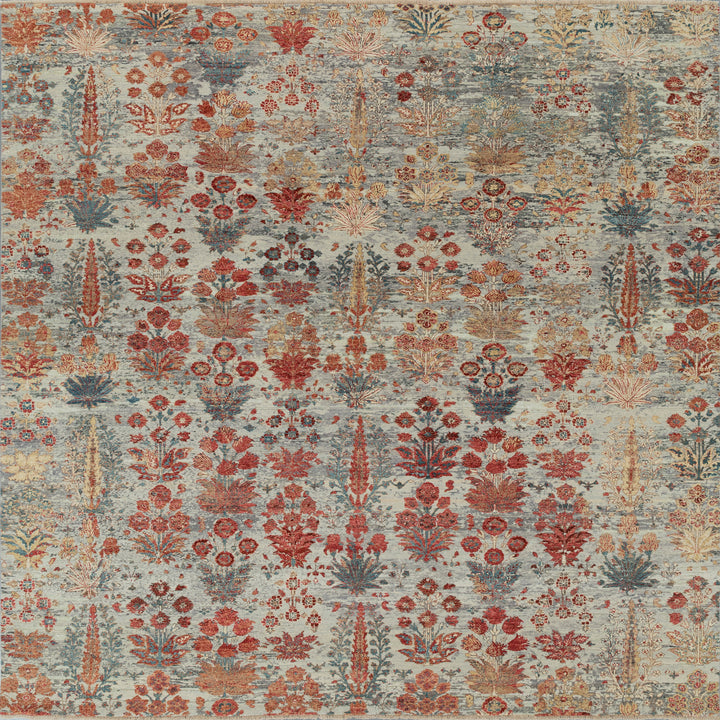 RED TRANSITIONAL WOOL & LUREX - 8'1" x 10'