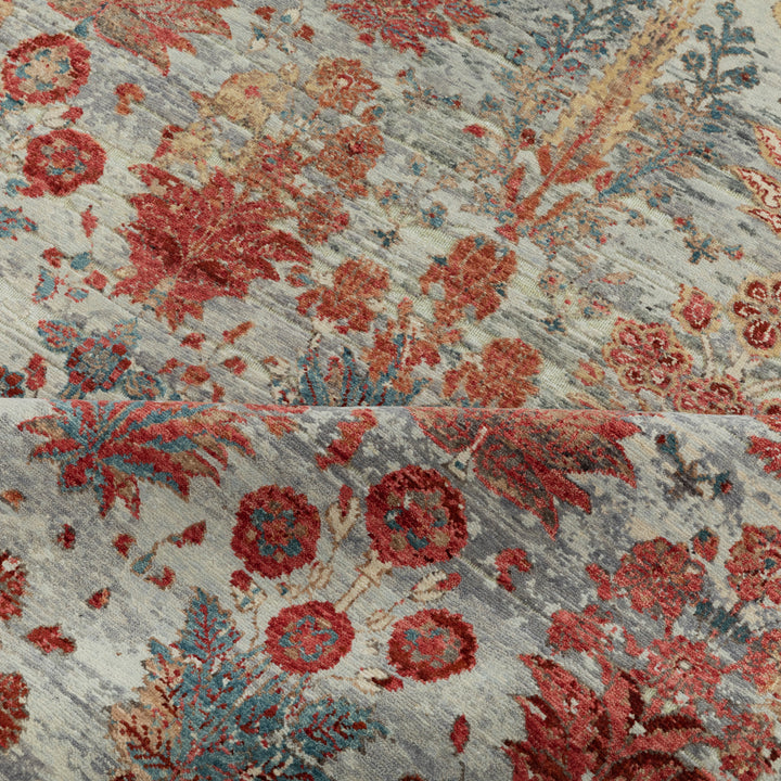 RED TRANSITIONAL WOOL & LUREX - 8'1" x 10'