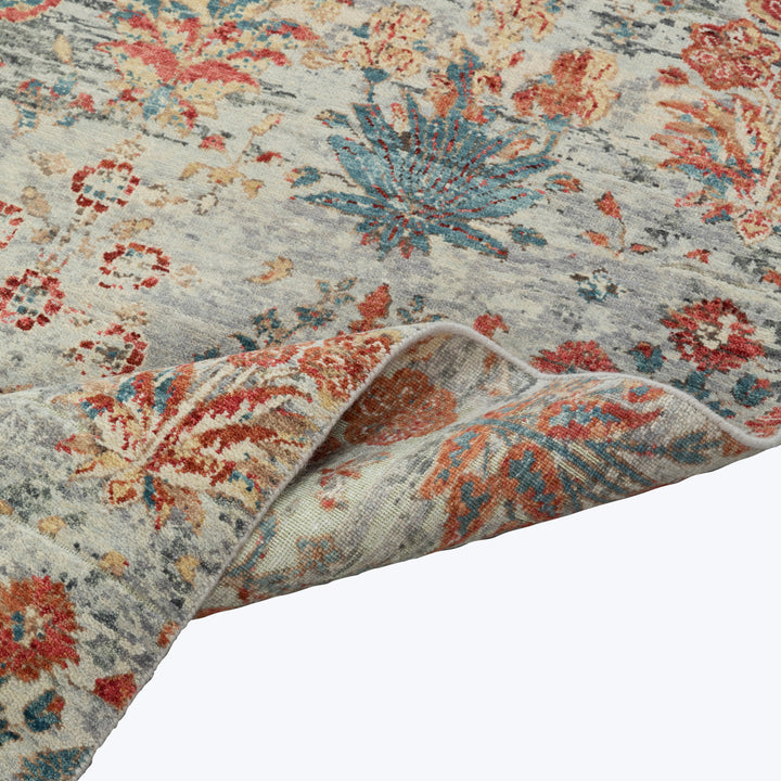 RED TRANSITIONAL WOOL & LUREX - 8'1" x 10'