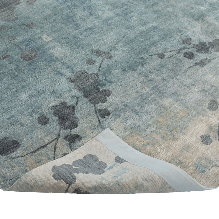 Blue Contemporary Tibetan Silk Rug - 8' X 10'