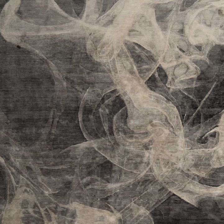 Grey Contemporary Tibetan Wool Silk Blend Rug - 8' X 10'