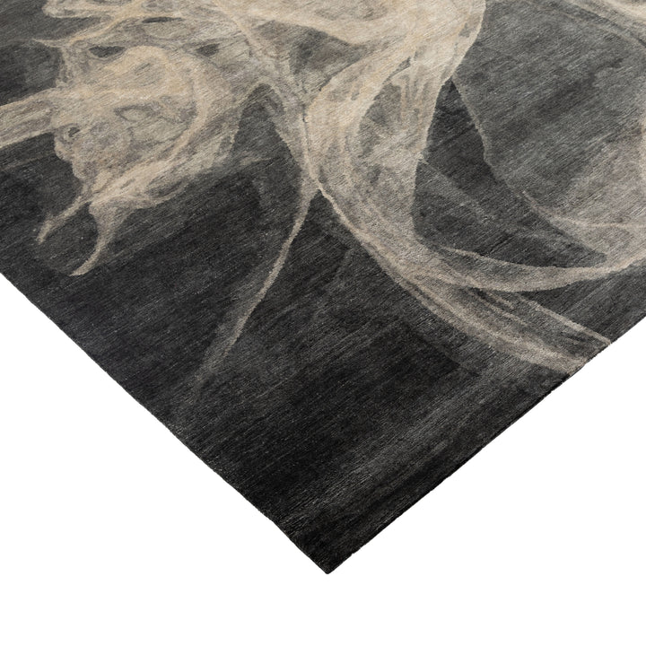 Grey Contemporary Tibetan Wool Silk Blend Rug - 8' X 10'