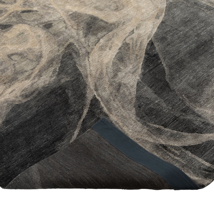 Grey Contemporary Tibetan Wool Silk Blend Rug - 8' X 10'