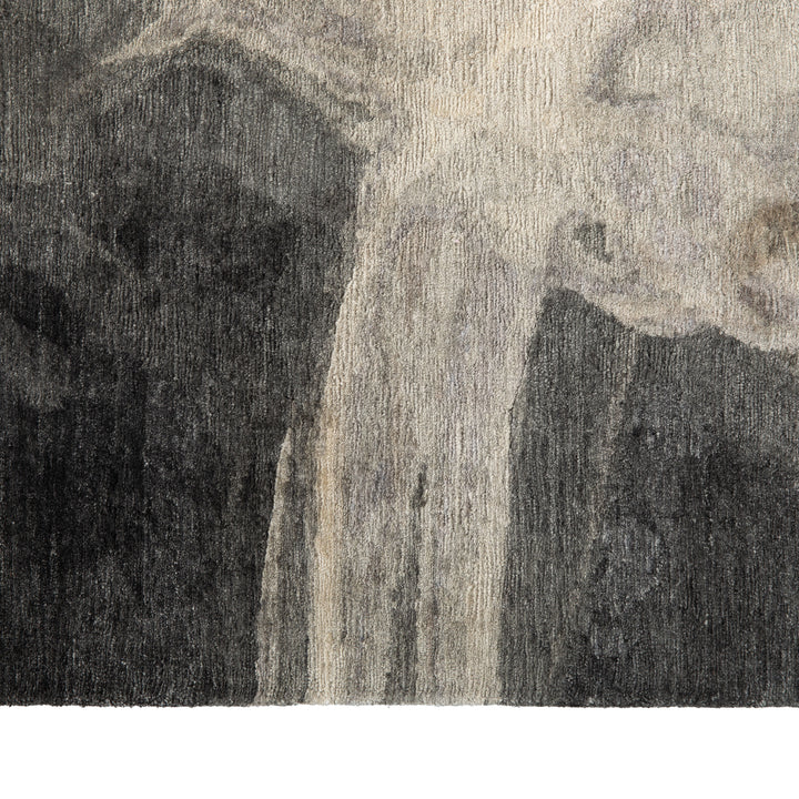 Grey Contemporary Tibetan Wool Silk Blend Rug - 8' X 10'