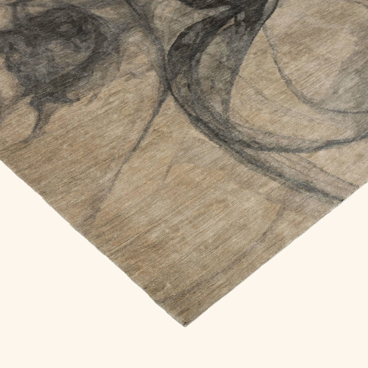 Grey Contemporary Tibetan Wool Silk Blend Rug - 9' X 12'