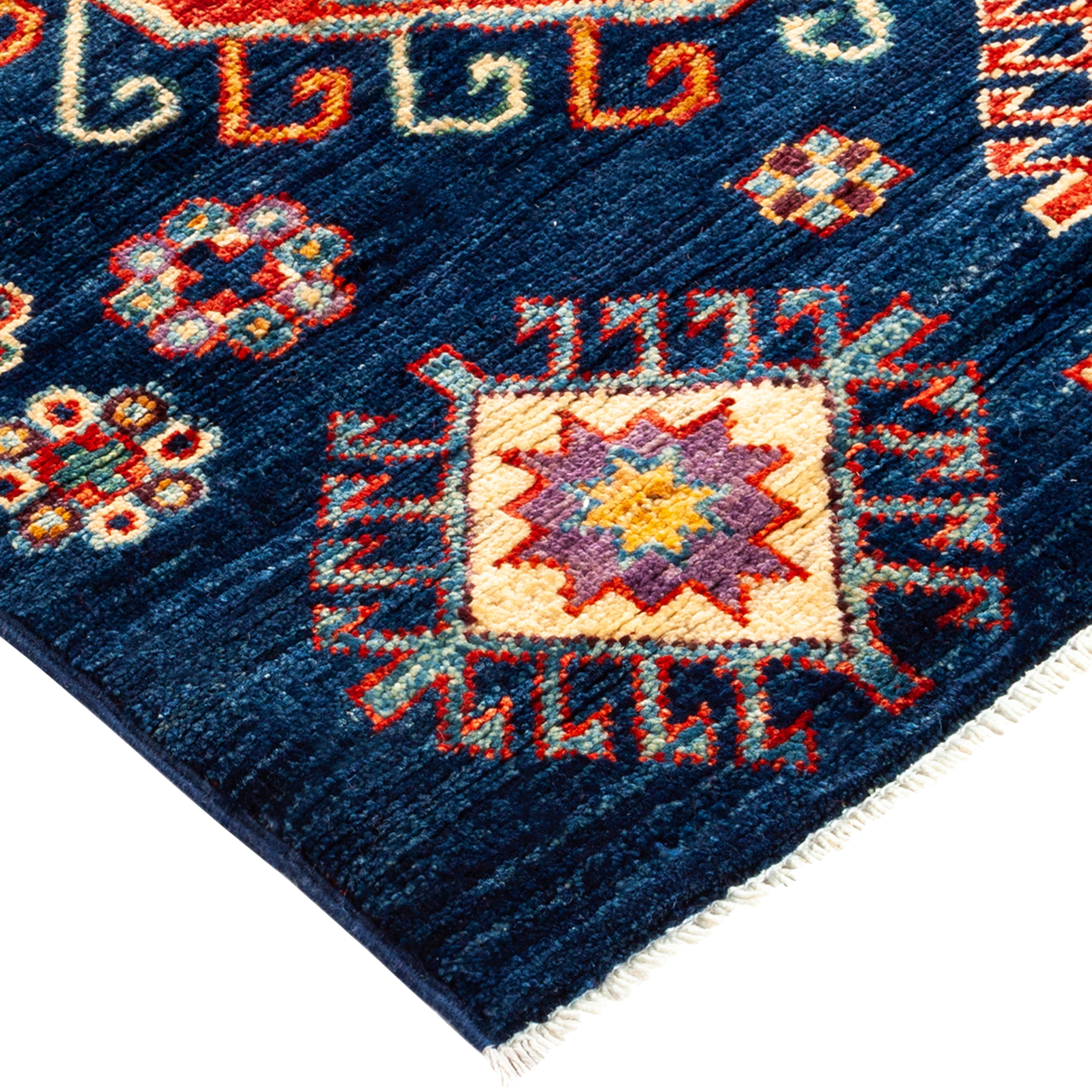 Blue Traditional Wool Runner - 4' 1" x 13' 4"