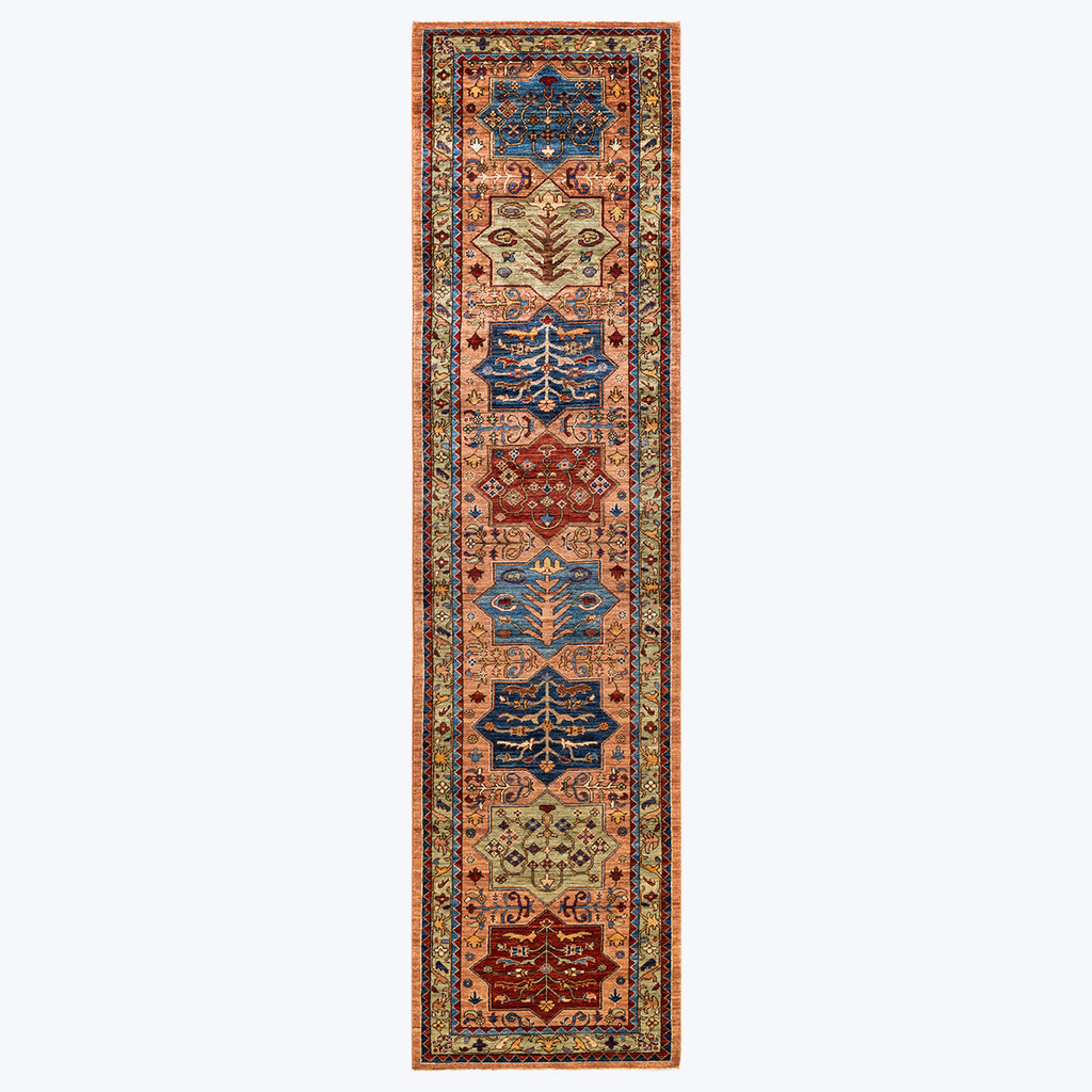 BROWN TRADITIONAL WOOL RUNNER - 2' 10" x 11' 9"