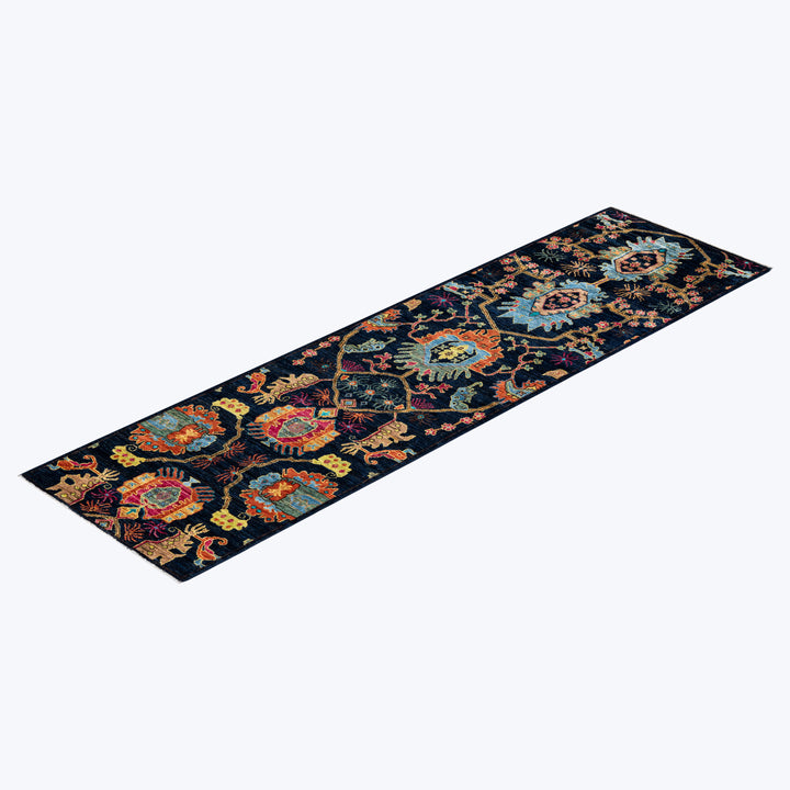BLUE TRADITIONAL WOOL RUNNER - 2' 7" x 9' 4"