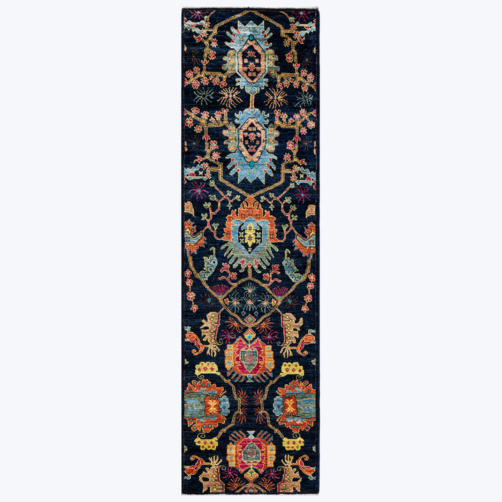 BLUE TRADITIONAL WOOL RUNNER - 2' 7" x 9' 4"