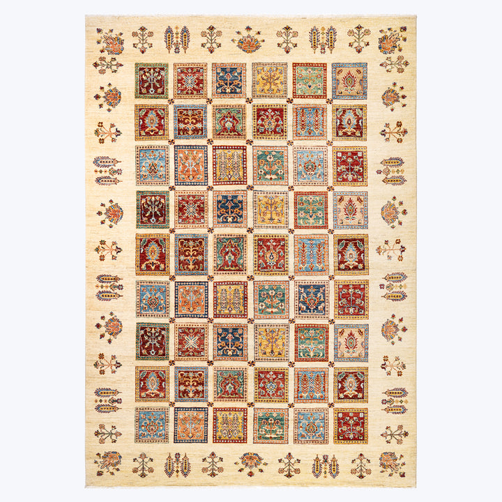 IVORY TRADITIONAL WOOL RUG - 7'  x 9' 8"