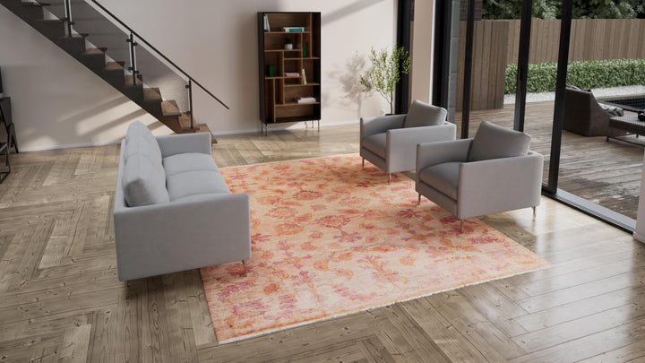 Pink Traditional Wool Rug - 9'3" x 11'10"