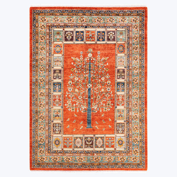 RED TRADITIONAL WOOL RUG - 5' 8" x 7' 10"