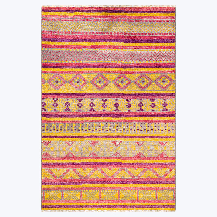ORANGE TRADITIONAL WOOL RUG - 5' 7" x 8' 1"
