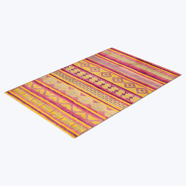 ORANGE TRADITIONAL WOOL RUG - 5' 7" x 8' 1"