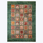 GREEN TRADITIONAL WOOL RUG - 5' 8" x 8' 1"