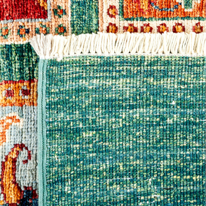 GREEN TRADITIONAL WOOL RUG - 5' 8" x 8' 1"
