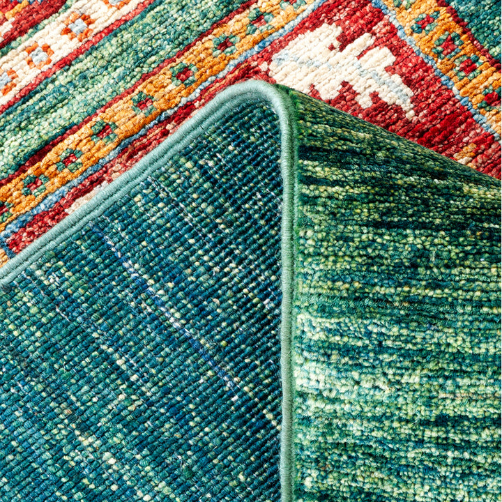 GREEN TRADITIONAL WOOL RUG - 5' 8" x 8' 1"