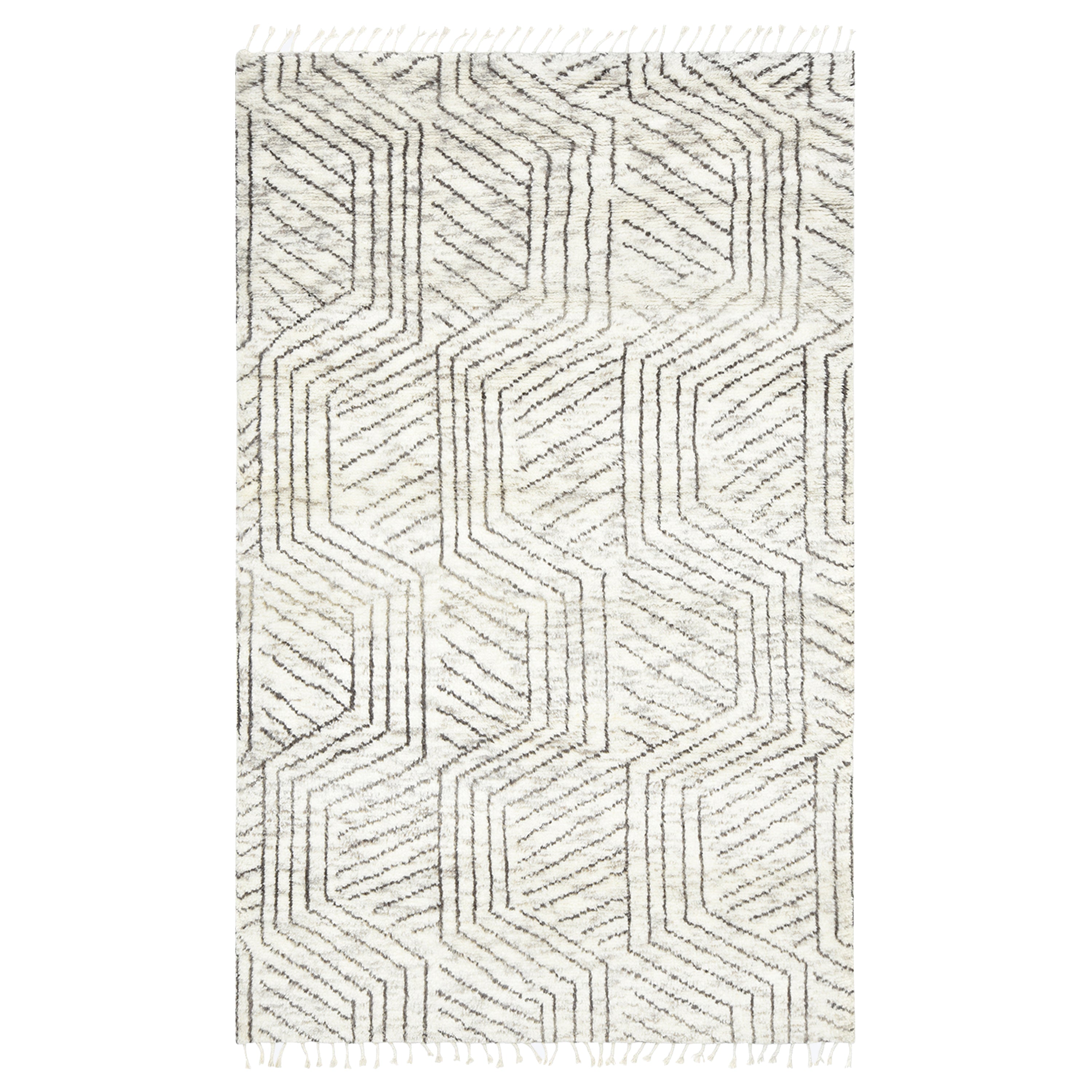 Ivory Moroccon Wool Cotton Blend Rug - 5' x 8'