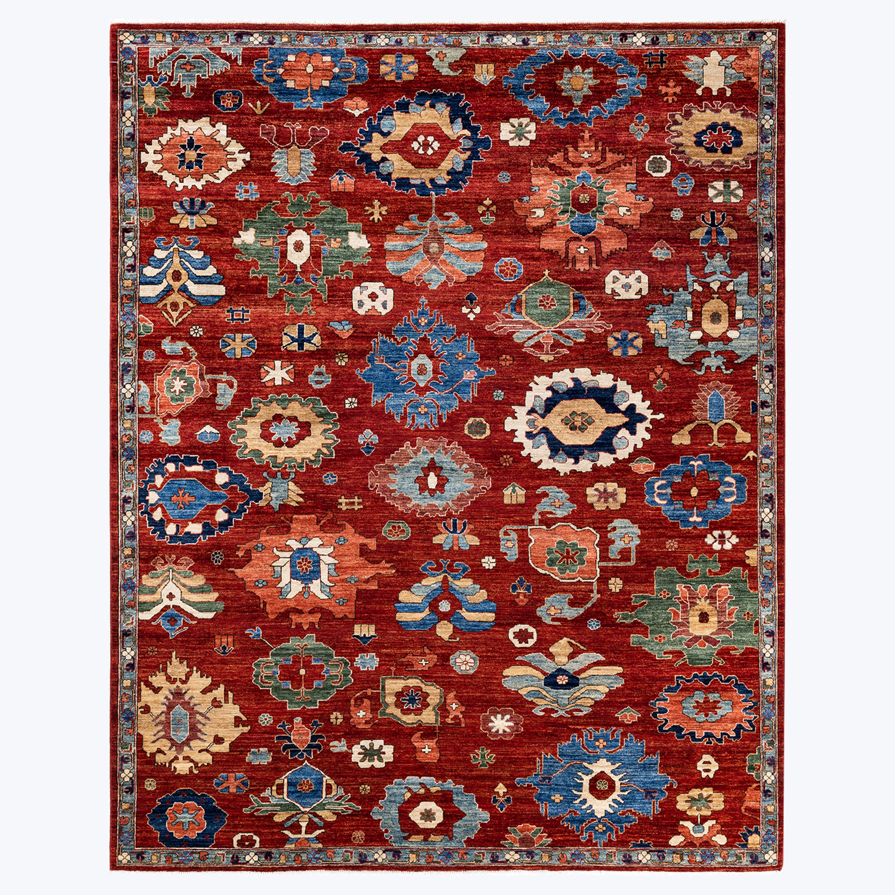 RED TRADITIONAL WOOL RUG - 7' 11" x 9' 11"