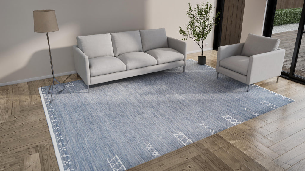 Contemporary Wool Cotton Blend Rug - 9' x 12'