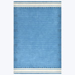 TRANSITIONAL WOOL COTTON BLEND RUG - 9'  x 12' Blue