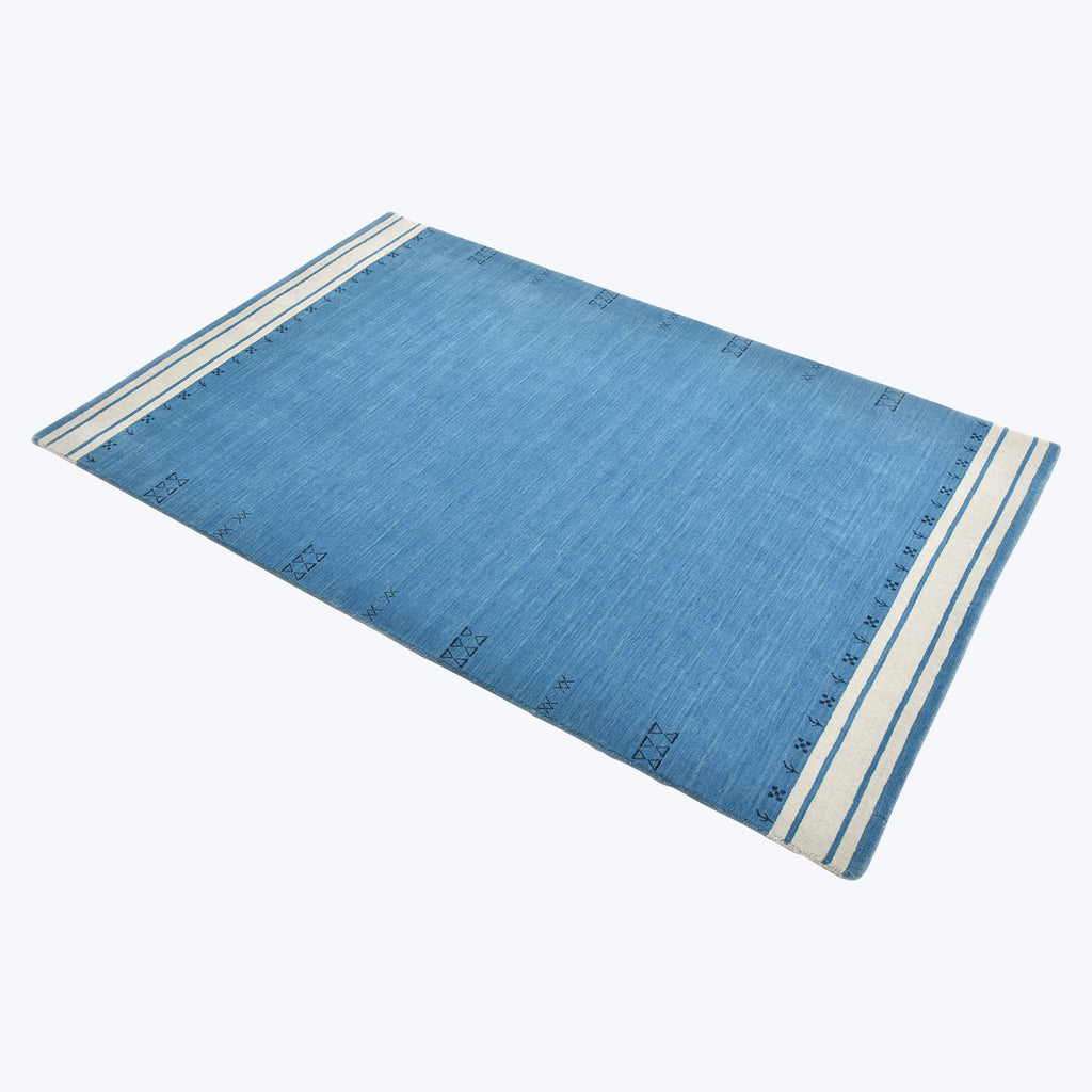 TRANSITIONAL WOOL COTTON BLEND RUG - 9'  x 12' Blue