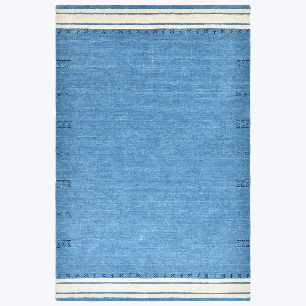 TRANSITIONAL WOOL COTTON BLEND RUG - 9'  x 12' Blue