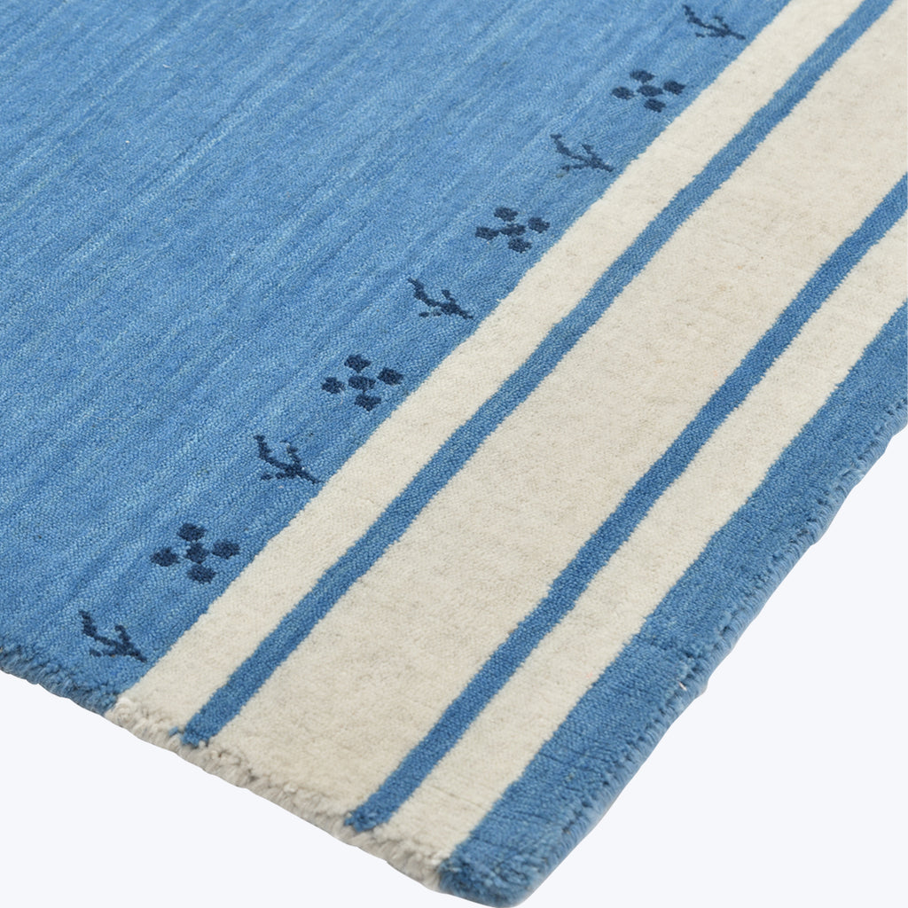 TRANSITIONAL WOOL COTTON BLEND RUG - 9'  x 12' Blue