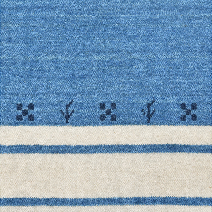 TRANSITIONAL WOOL COTTON BLEND RUG - 9'  x 12' Blue