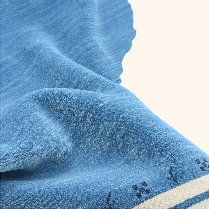 TRANSITIONAL WOOL COTTON BLEND RUG - 9'  x 12' Blue