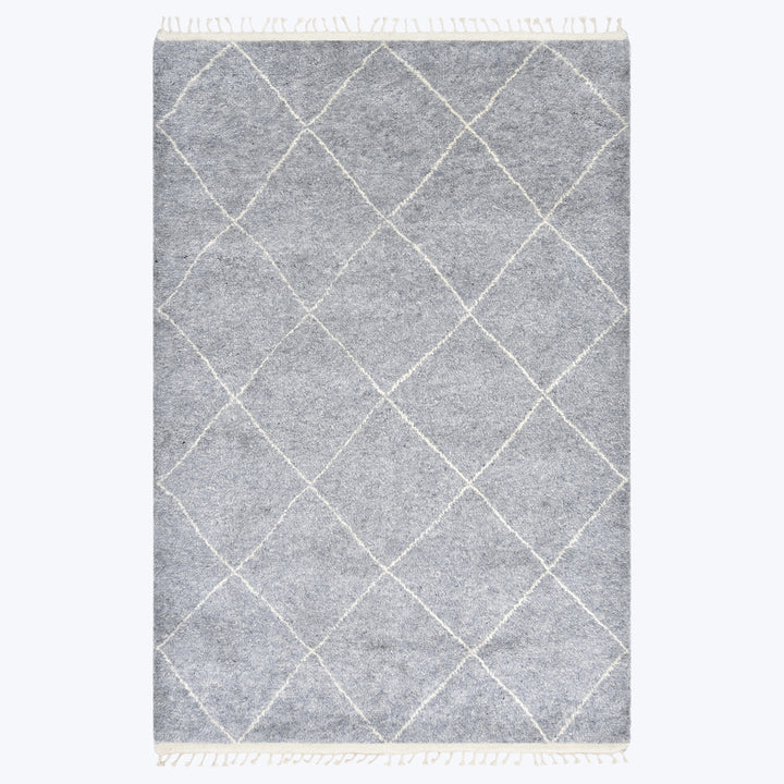 GREY MOROCCAN WOOL COTTON BLEND RUG 8'  x 10'