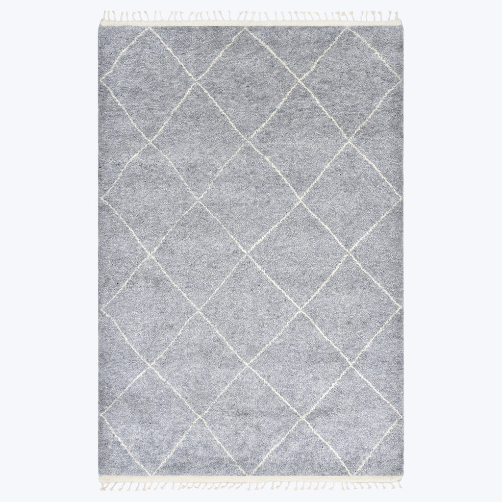 GREY MOROCCAN WOOL COTTON BLEND RUG 8'  x 10'