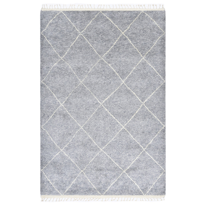 Grey Moroccan Wool Cotton Blend Rug