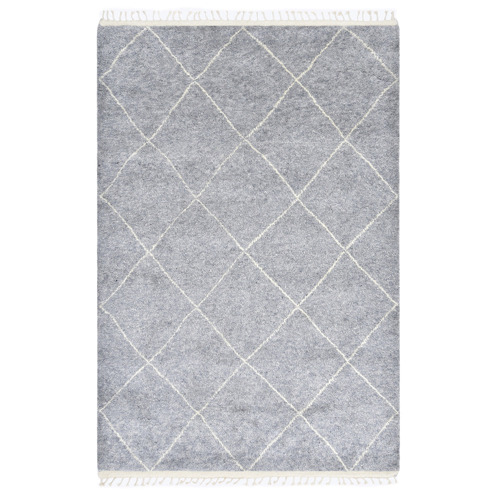 Grey Moroccan Wool Cotton Blend Rug