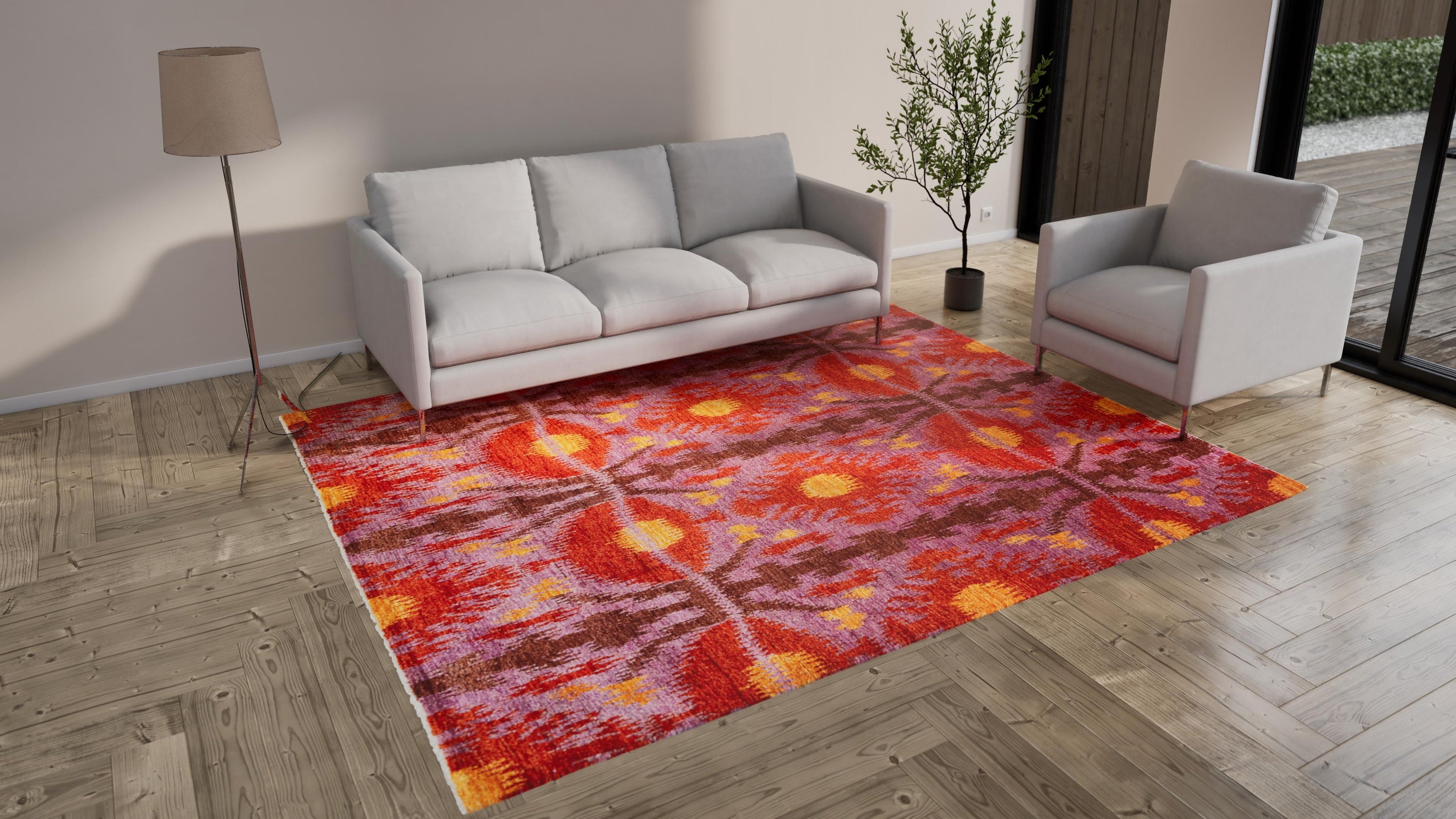 Red Traditional Wool Rug - 8' x 9' 10"