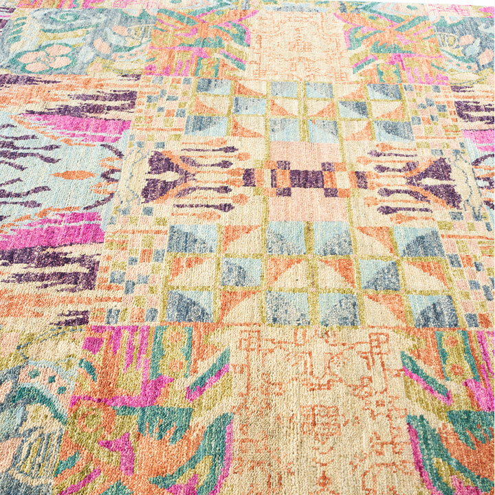 LIGHT BLUE TRADITIONAL WOOL RUG - 5' 10" x 9' 1"